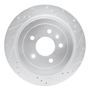 Cadillac ATS Brake Rotor (1) - Rear Right - R1 Concepts - Drilled & Slotted - Silver - `13-`19